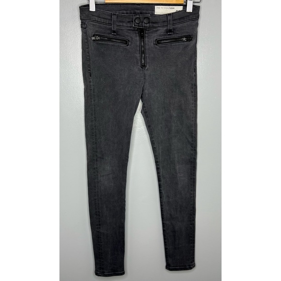 RAG & BONE Washed Black Moto Style Skinny Jeans - Picture 2 of 5